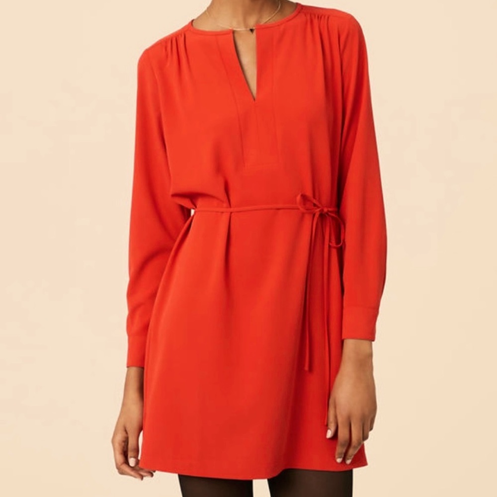 Ann Taylor LOFT Flare Split Neck shirtdress, NWT, burnt orange.